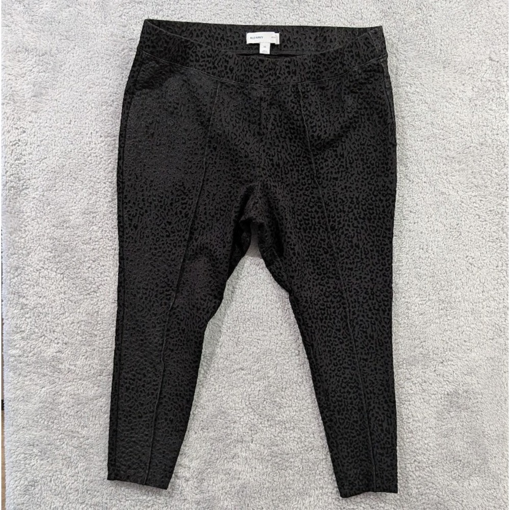Old Navy Black Leopard Print High Rise Pull‎ On Stretch Stevie Skinny Pants XXL